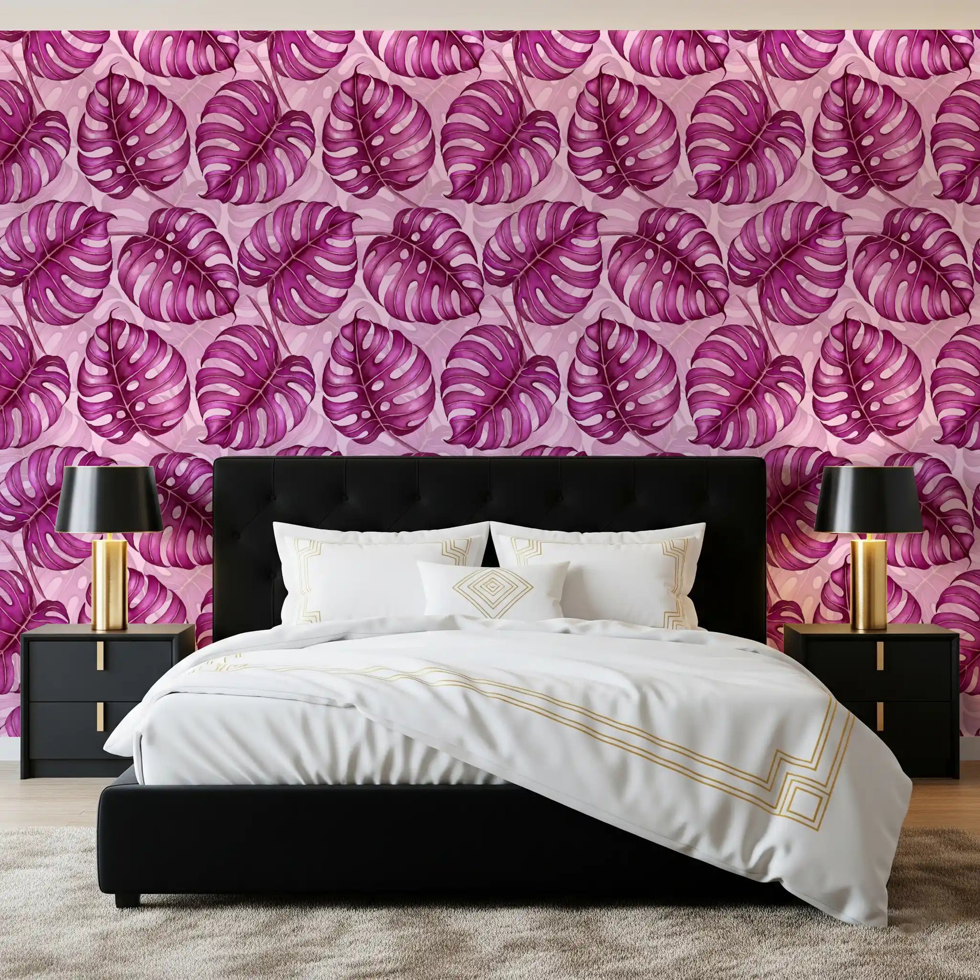 Monstera watercolor in purple Wallpaper⁠