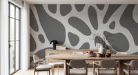 Gray Abstract Organic Fluid Shapes Wallpaper Wall Mural