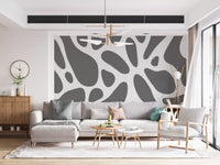 Gray Abstract Organic Fluid Shapes Wallpaper Wall Mural