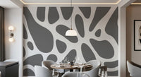 Gray Abstract Organic Fluid Shapes Wallpaper Wall Mural