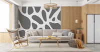 Gray Abstract Organic Fluid Shapes Wallpaper Wall Mural
