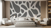 Gray Abstract Organic Fluid Shapes Wallpaper Wall Mural