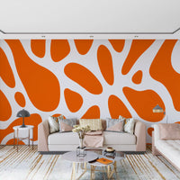 Retro Tangerine Flow Abstract Wallpaper Wall Mural