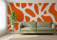 Retro Tangerine Flow Abstract Wallpaper Wall Mural