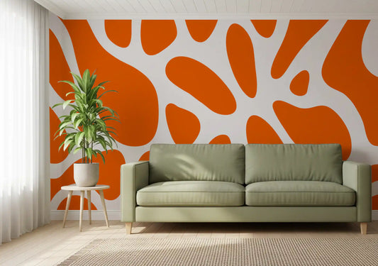 Retro Tangerine Flow Abstract Wallpaper Wall Mural