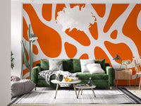 Retro Tangerine Flow Abstract Wallpaper Wall Mural