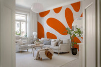 Retro Tangerine Flow Abstract Wallpaper Wall Mural