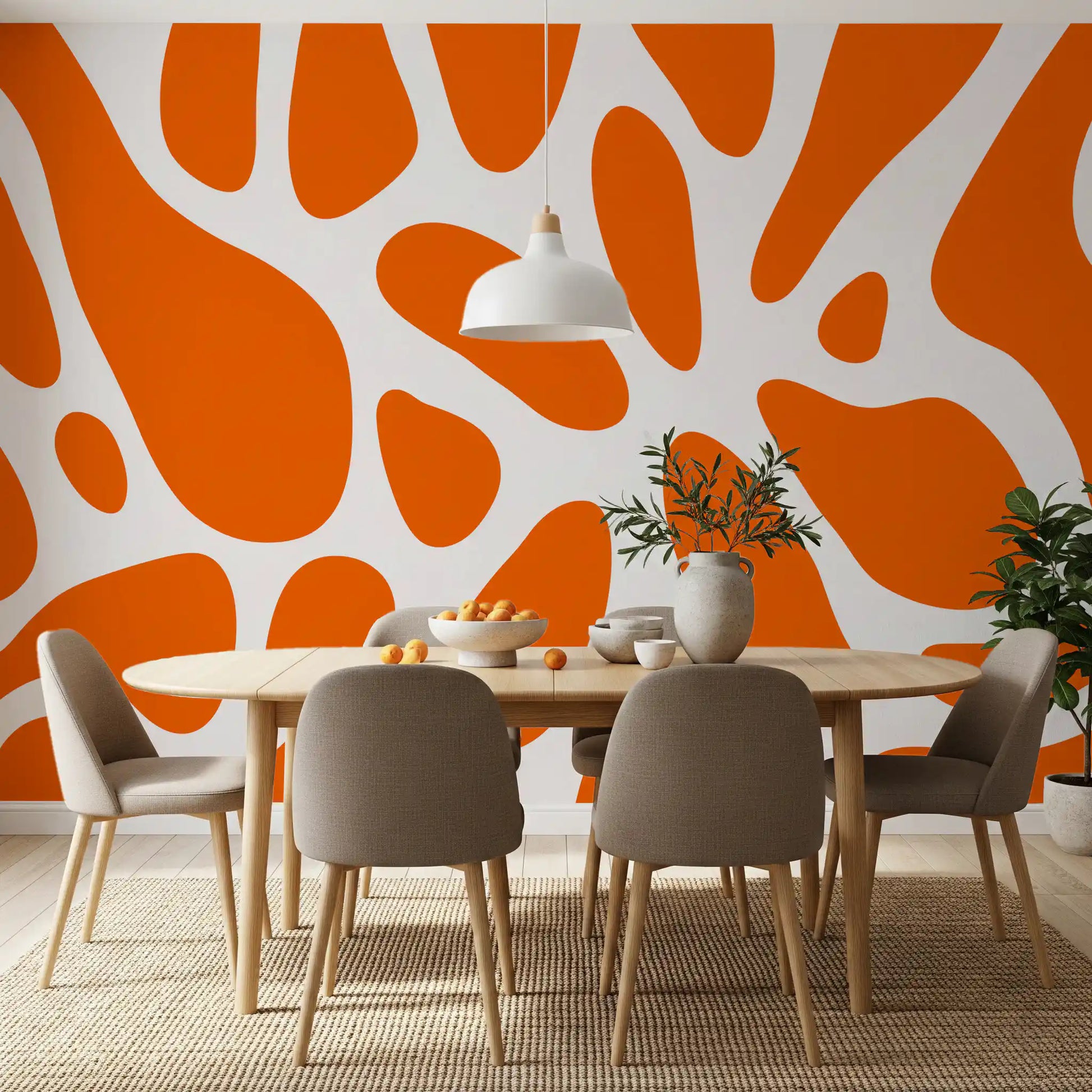 Retro Tangerine Flow Abstract Wallpaper Wall Mural