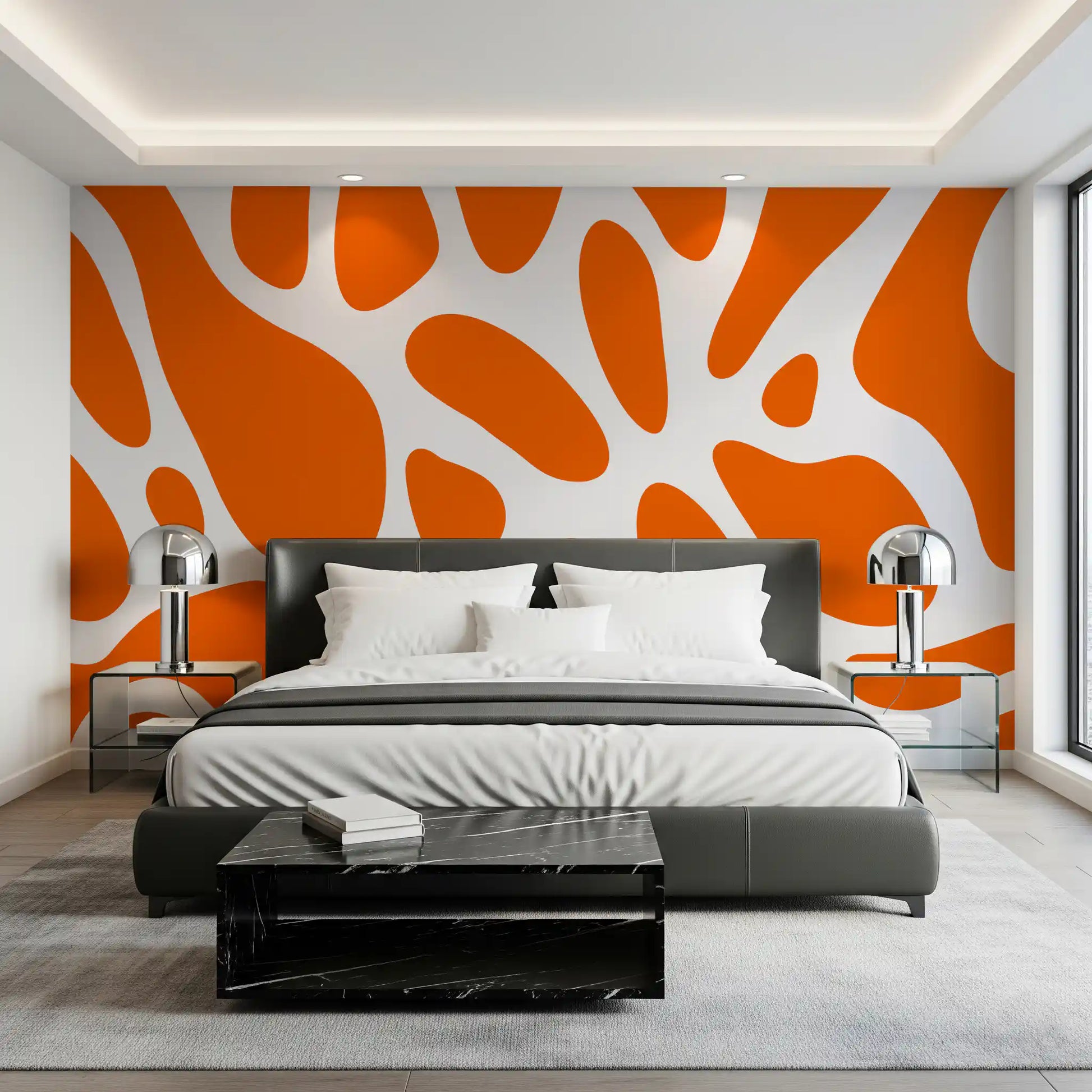 Retro Tangerine Flow Abstract Wallpaper Wall Mural