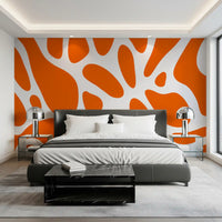 Retro Tangerine Flow Abstract Wallpaper Wall Mural