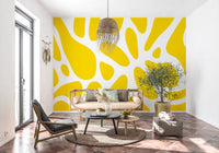 Sunlit Flow Abstract Yellow Shape Wallpaper Wall Mural