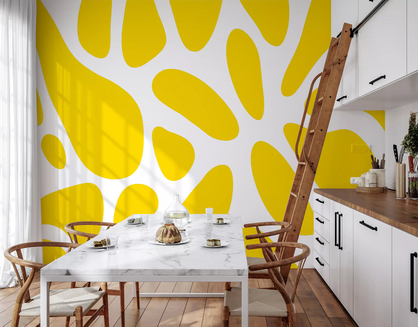 Sunlit Flow Abstract Yellow Shape Wallpaper Wall Mural