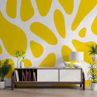 Sunlit Flow Abstract Yellow Shape Wallpaper Wall Mural