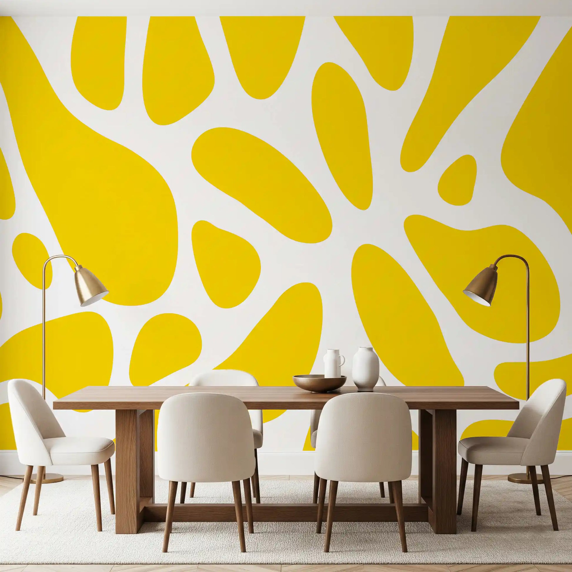 Sunlit Flow Abstract Yellow Shape Wallpaper Wall Mural