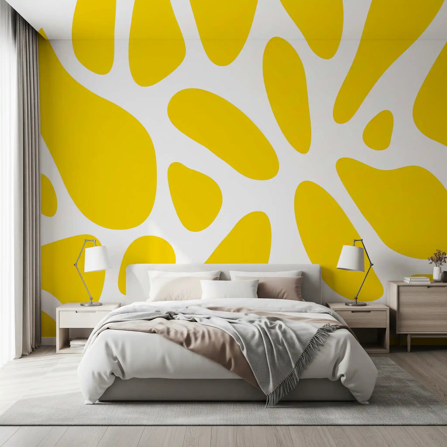 Sunlit Flow Abstract Yellow Shape Wallpaper Wall Mural