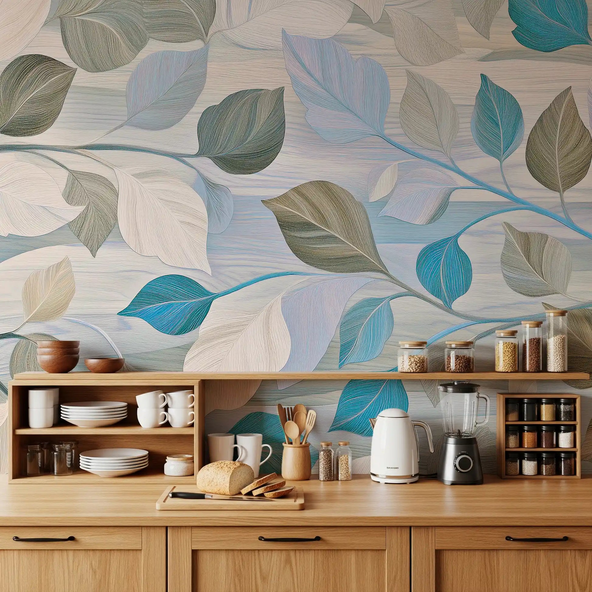 Whispering Leaves Pastel Botanical Wall Mural