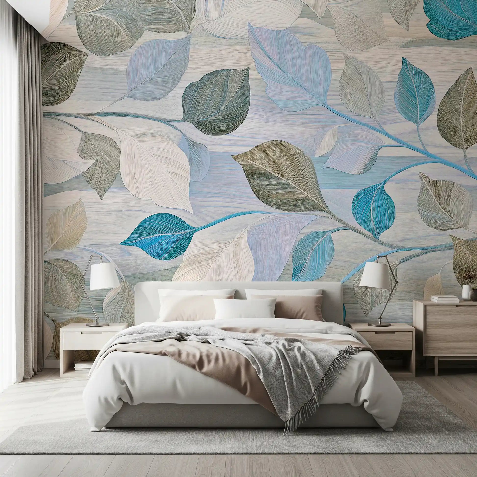 Whispering Leaves Pastel Botanical Wall Mural