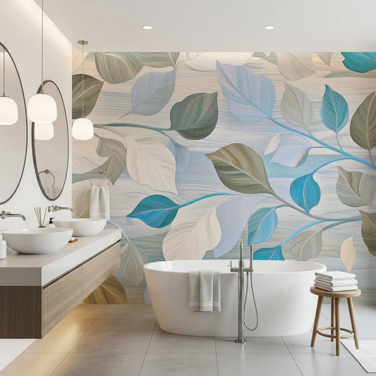 Whispering Leaves Pastel Botanical Wall Mural