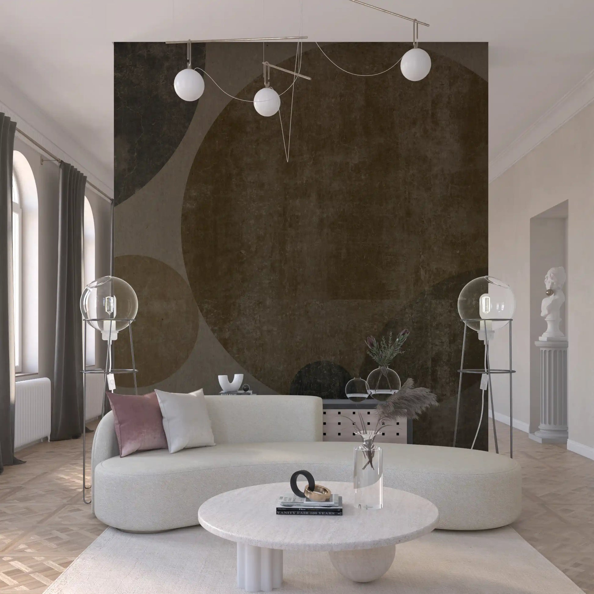 Industrial Concrete Spheres Geometric Wall Mural