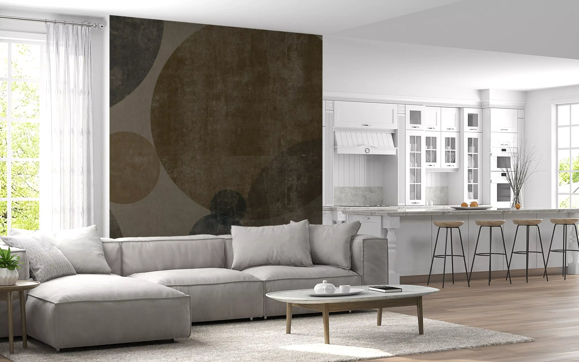 Industrial Concrete Spheres Geometric Wall Mural
