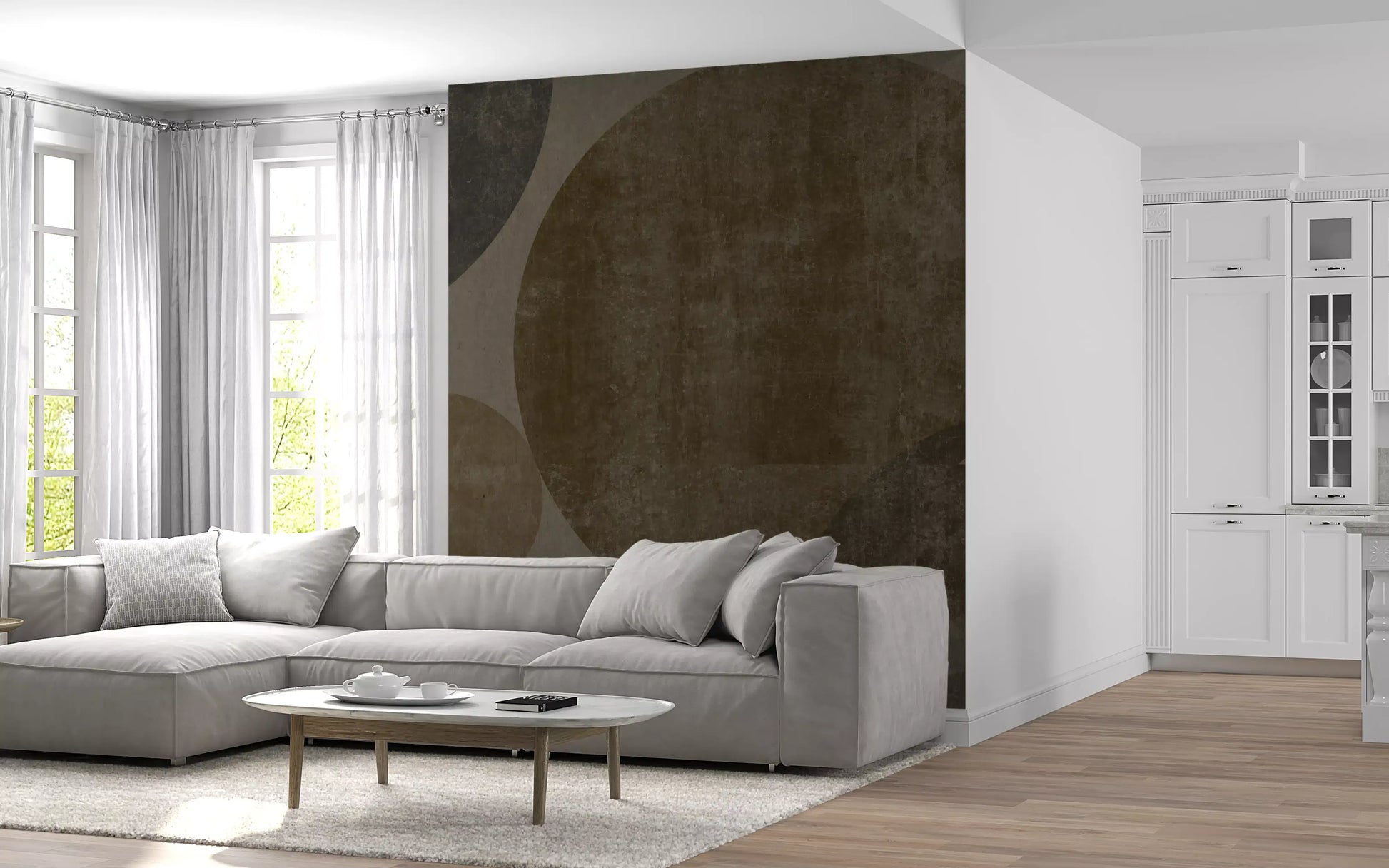 Industrial Concrete Spheres Geometric Wall Mural