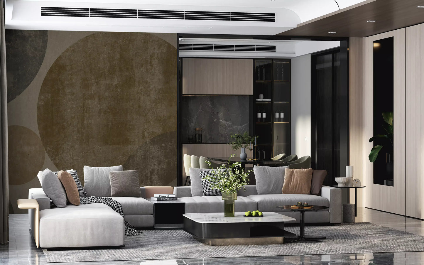 Industrial Concrete Spheres Geometric Wall Mural
