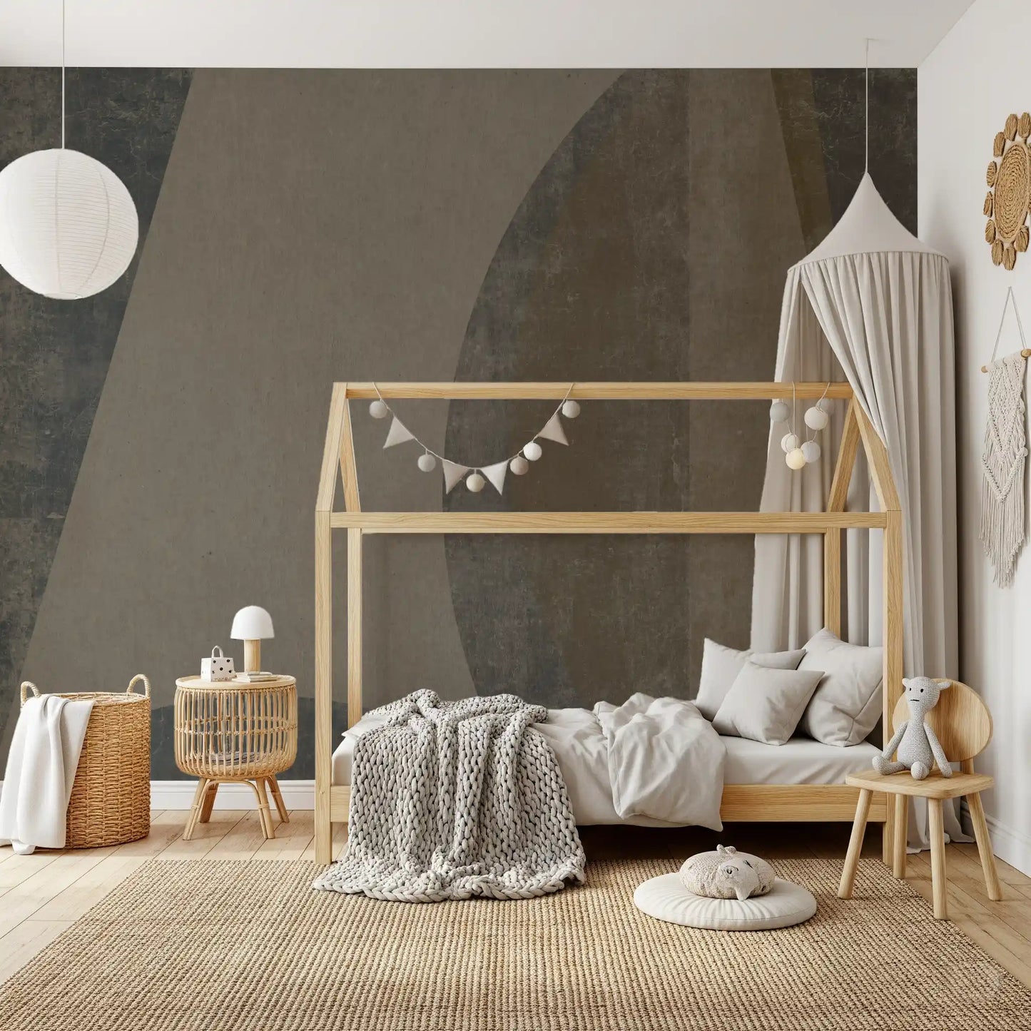 Mid-Century Textured Arcs Wall Mural