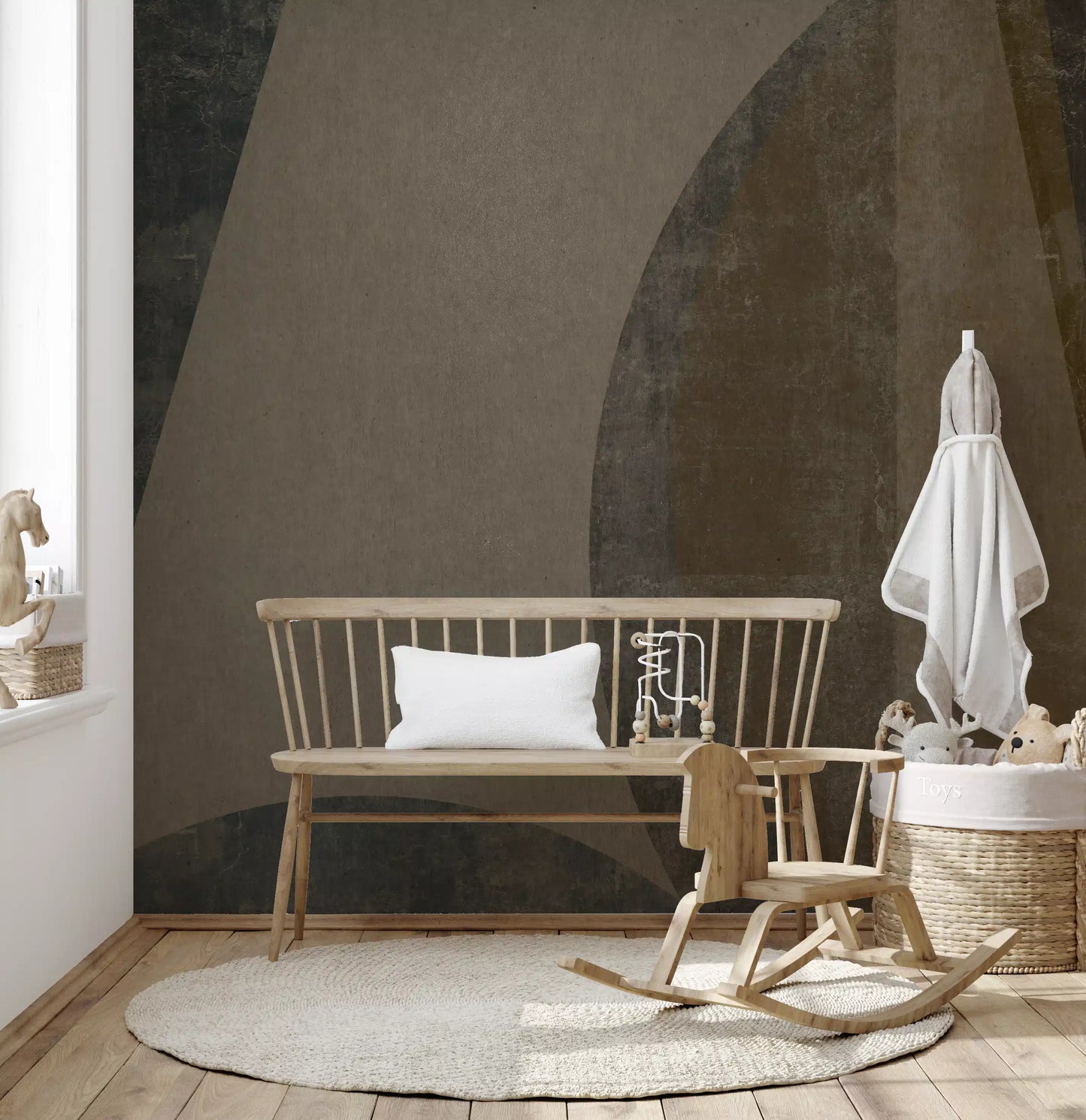 Mid-Century Textured Arcs Wall Mural