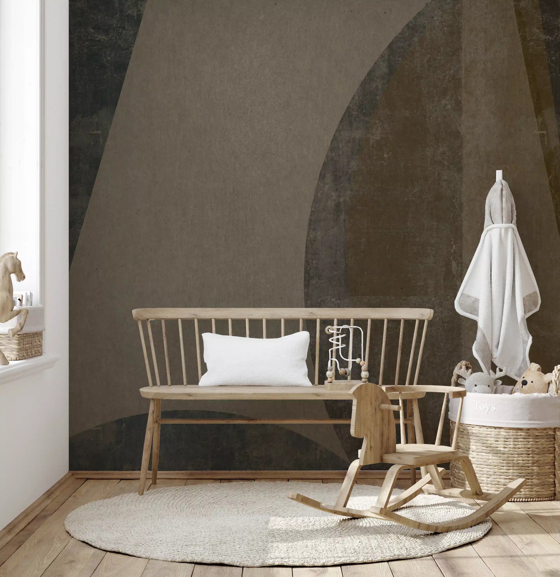 Mid-Century Textured Arcs Wall Mural
