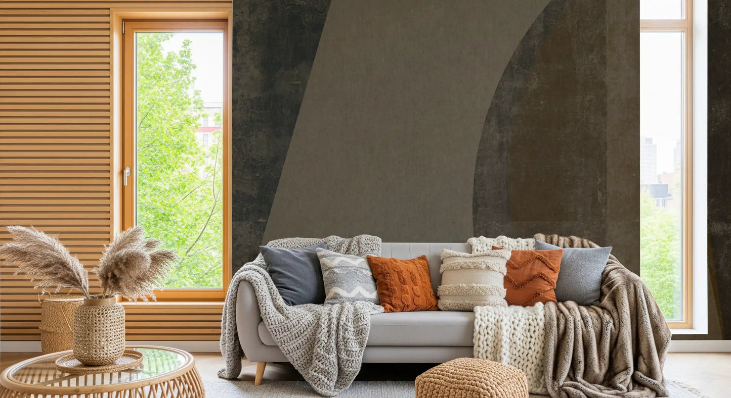 Mid-Century Textured Arcs Wall Mural