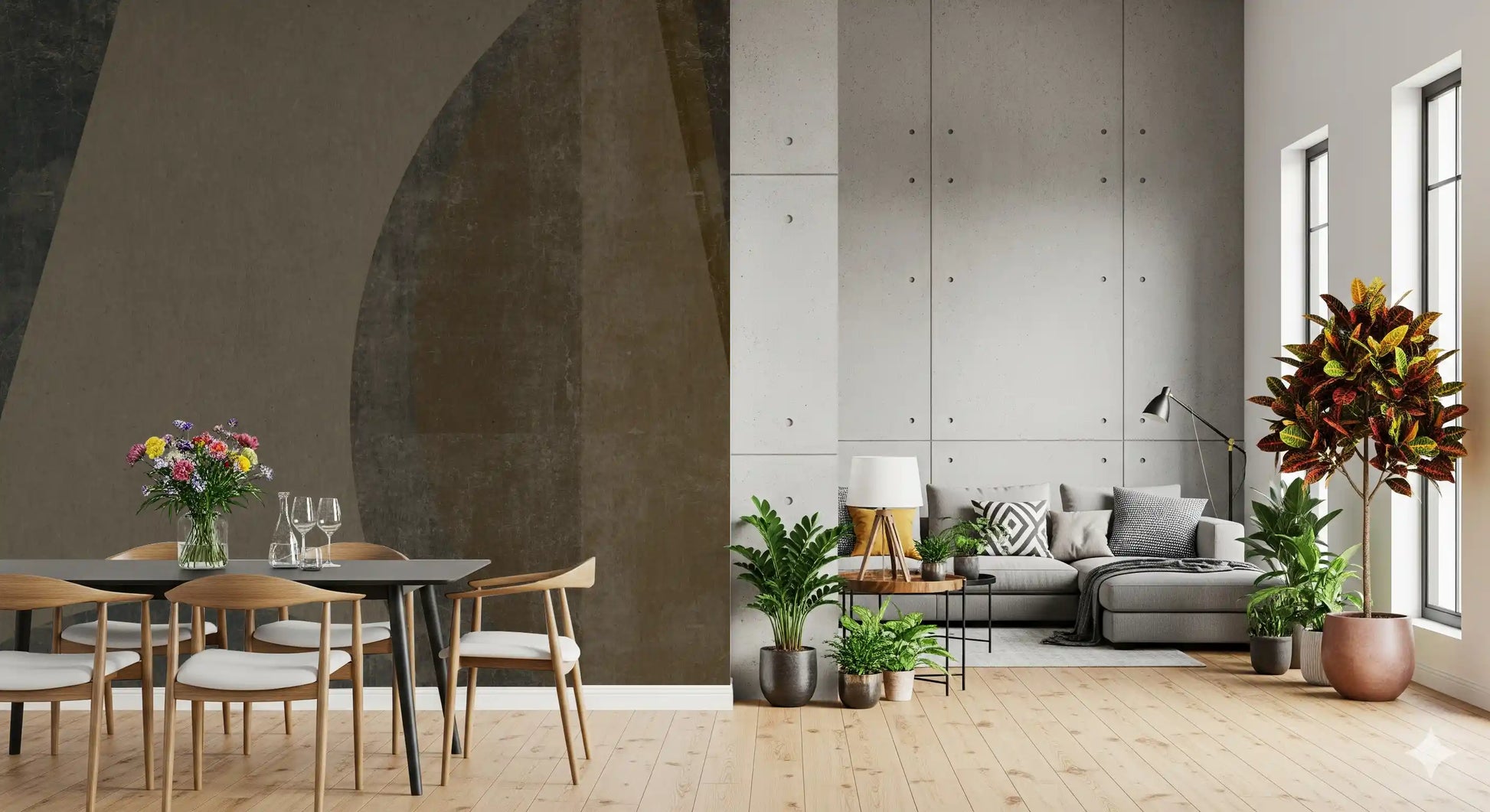 Mid-Century Textured Arcs Wall Mural
