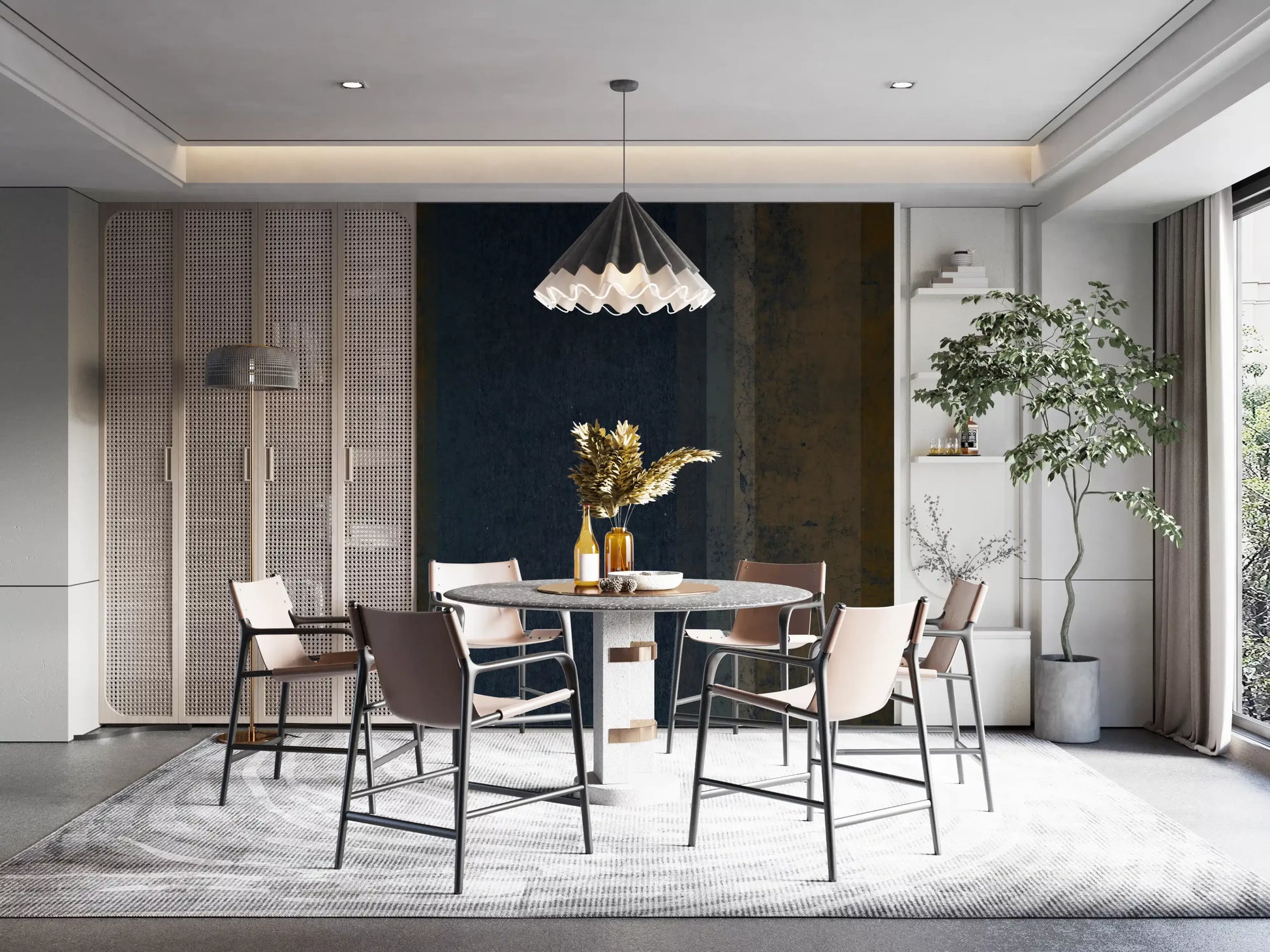 Moody Earth & Iron Textured Vertical Stripes Wall Mural