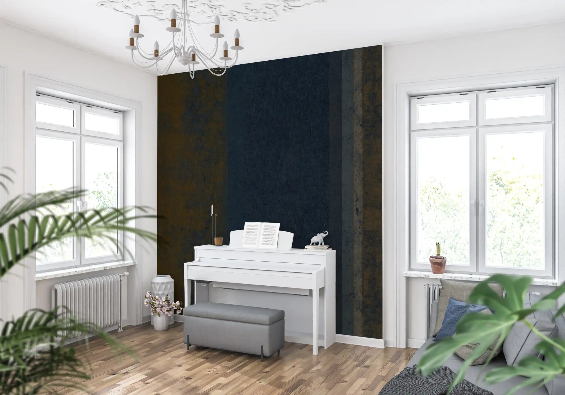 Moody Earth & Iron Textured Vertical Stripes Wall Mural