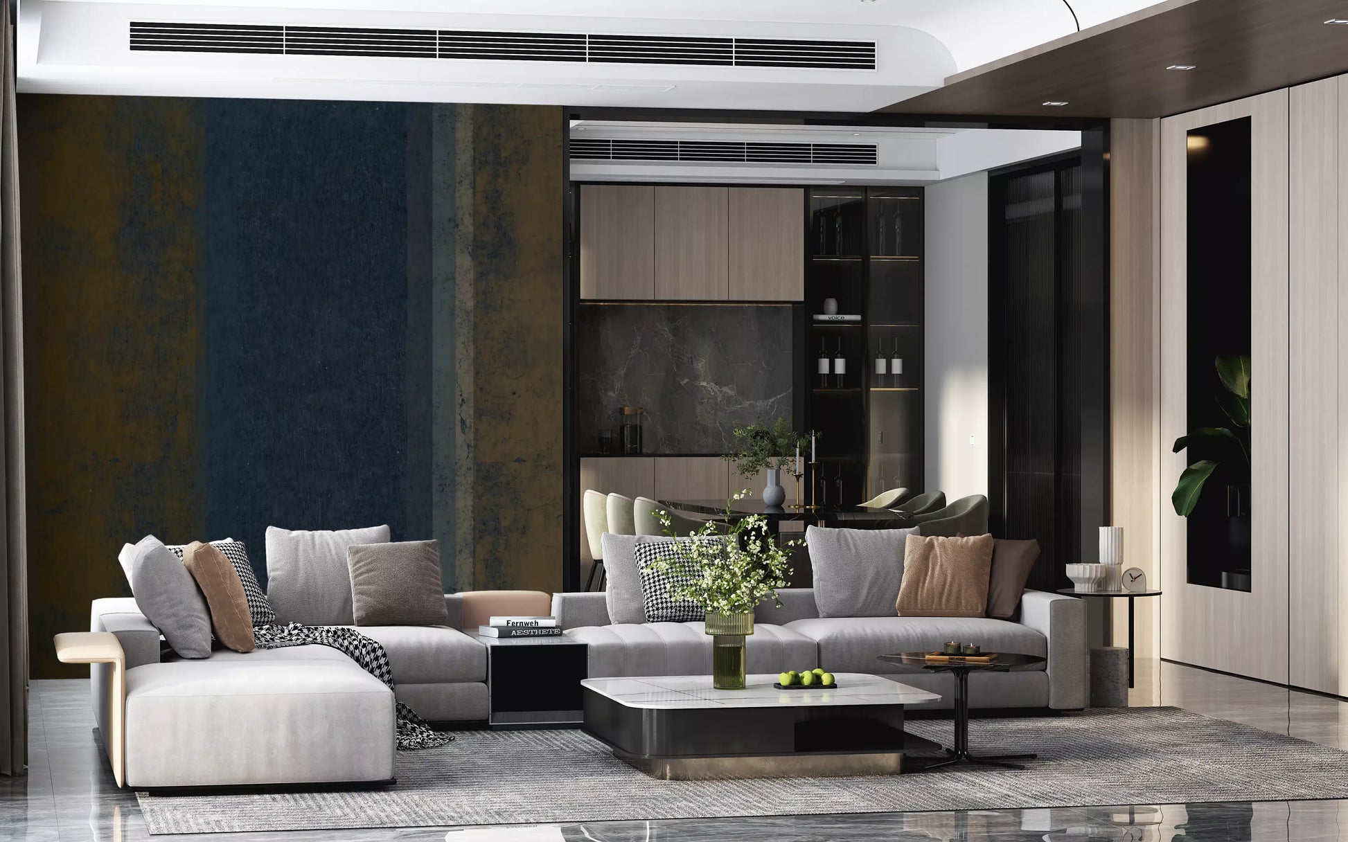 Moody Earth & Iron Textured Vertical Stripes Wall Mural