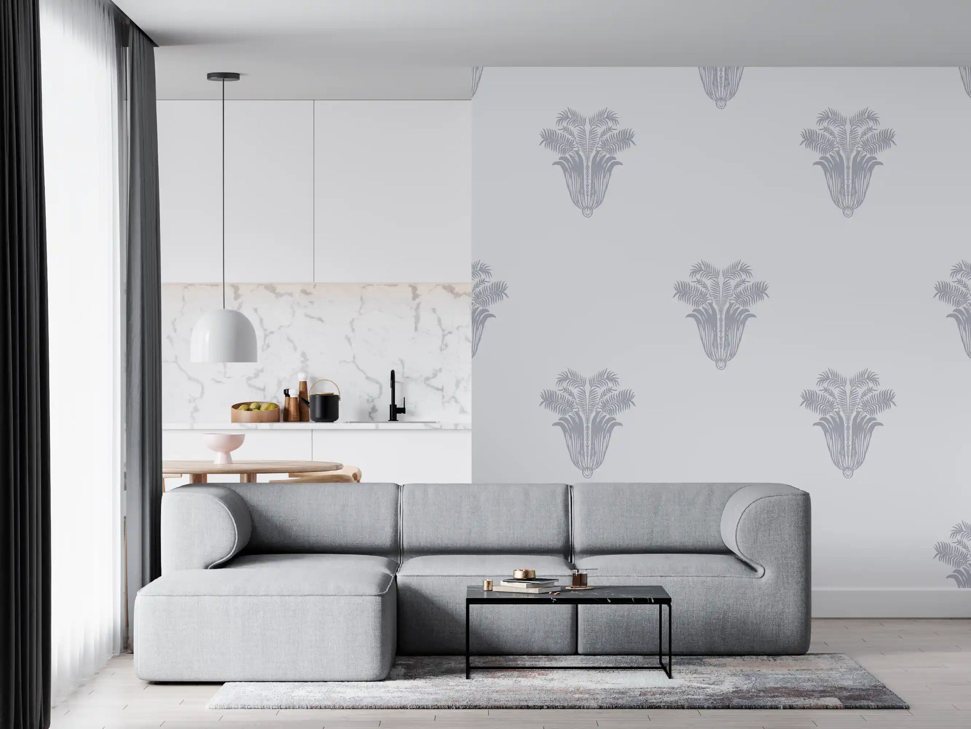 Minimalist Parisian Palm Crest Wall Decor Wallpaper⁠