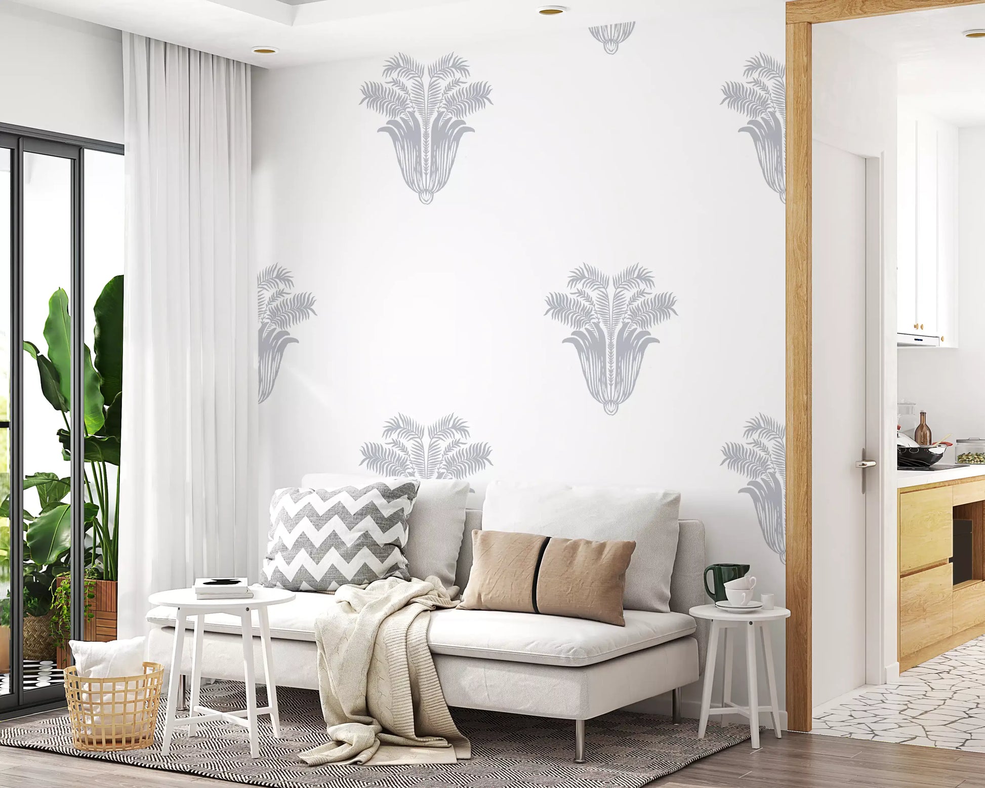 Minimalist Parisian Palm Crest Wall Decor Wallpaper⁠