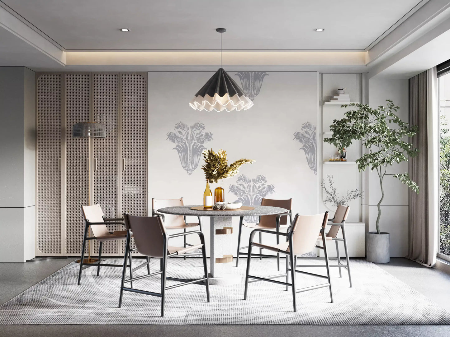 Minimalist Parisian Palm Crest Wall Decor Wallpaper⁠