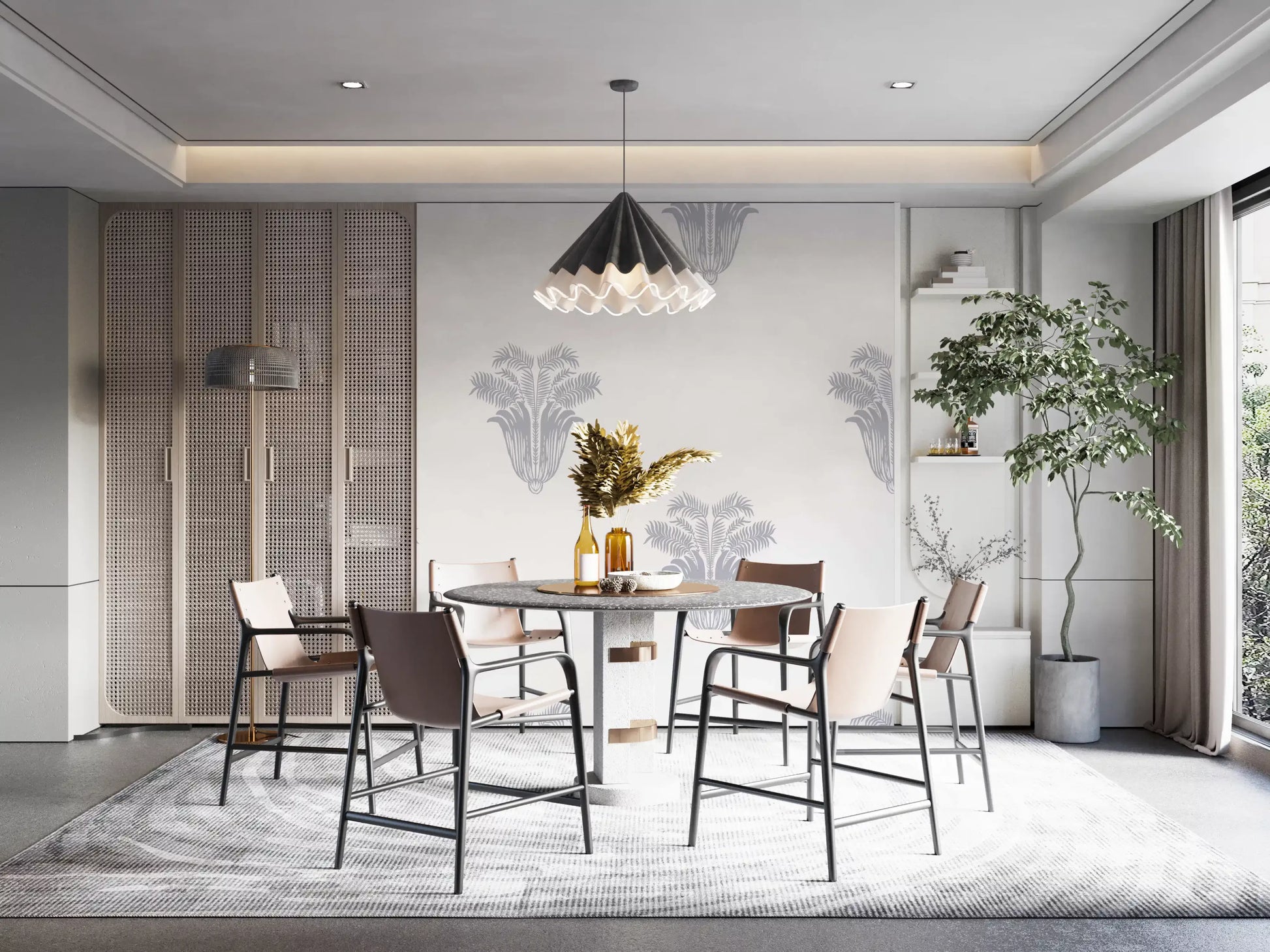 Minimalist Parisian Palm Crest Wall Decor Wallpaper⁠