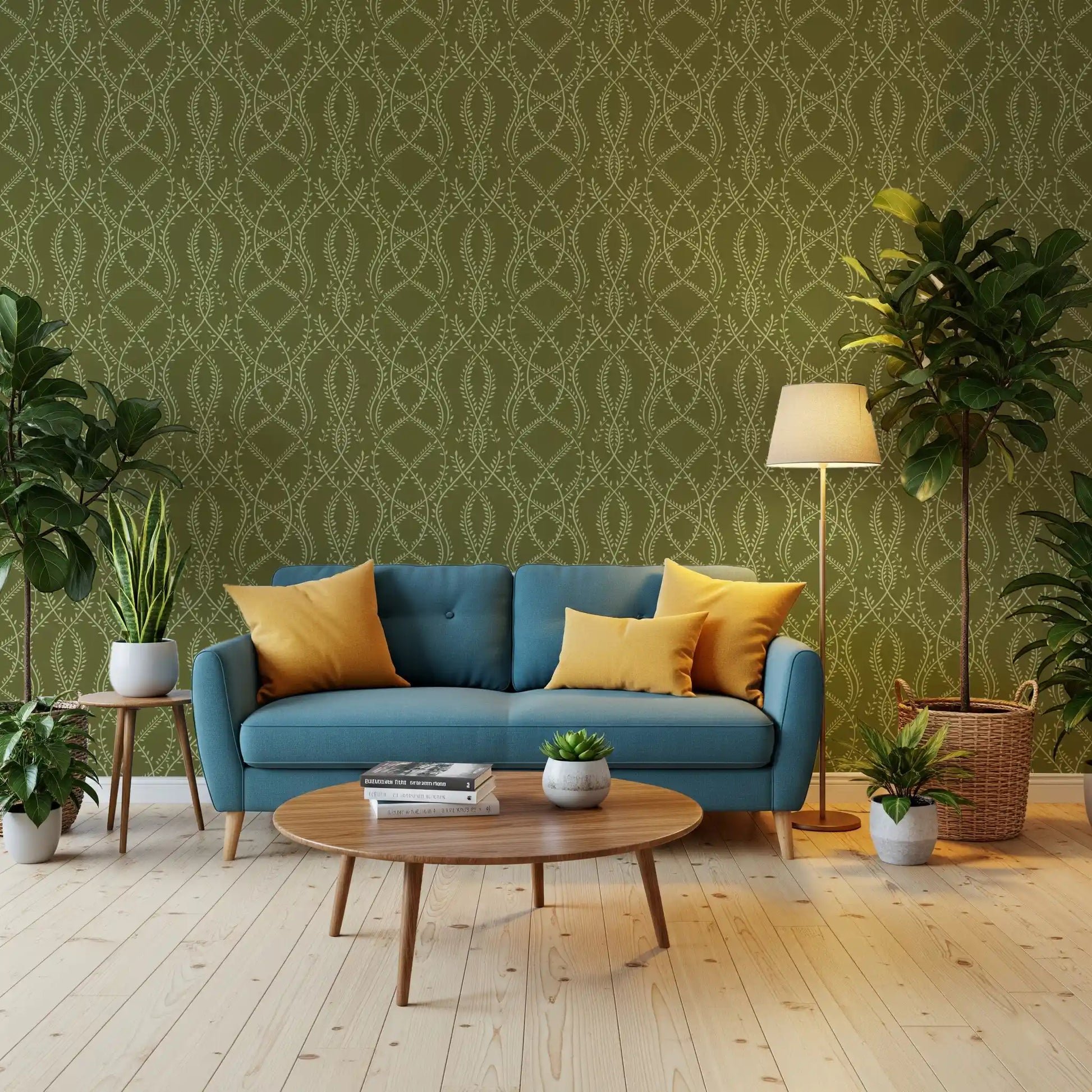 Olive Interlaced Vine Botanical Wallpaper Wallpaper⁠