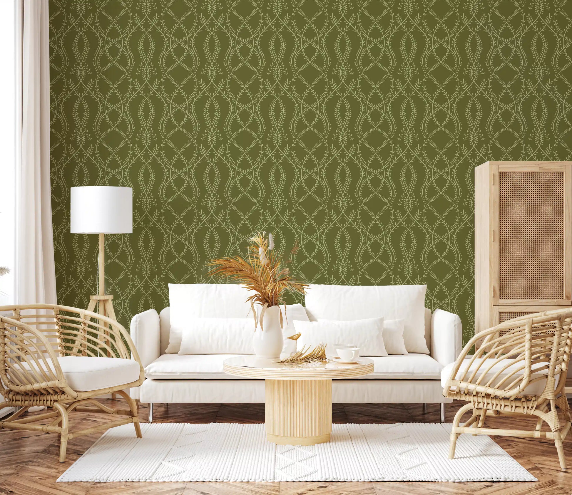 Olive Interlaced Vine Botanical Wallpaper Wallpaper⁠