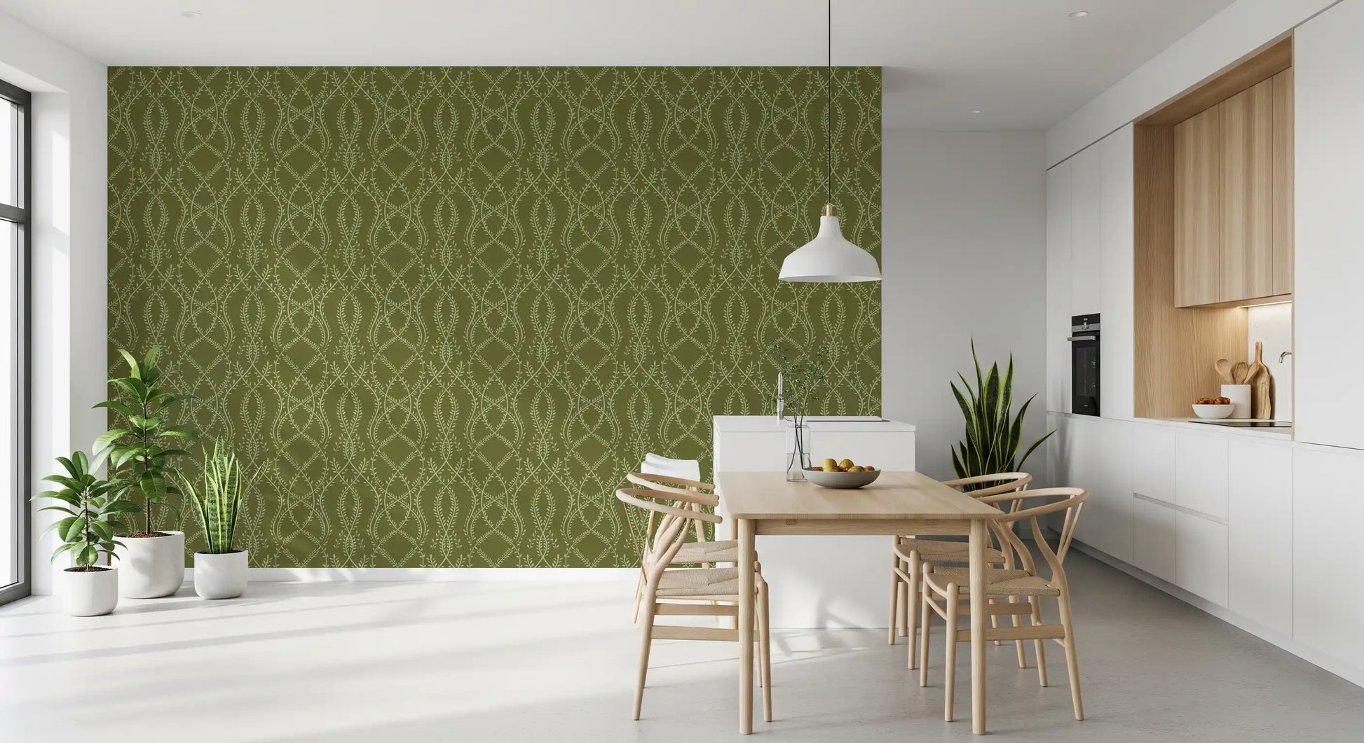 Olive Interlaced Vine Botanical Wallpaper Wallpaper⁠