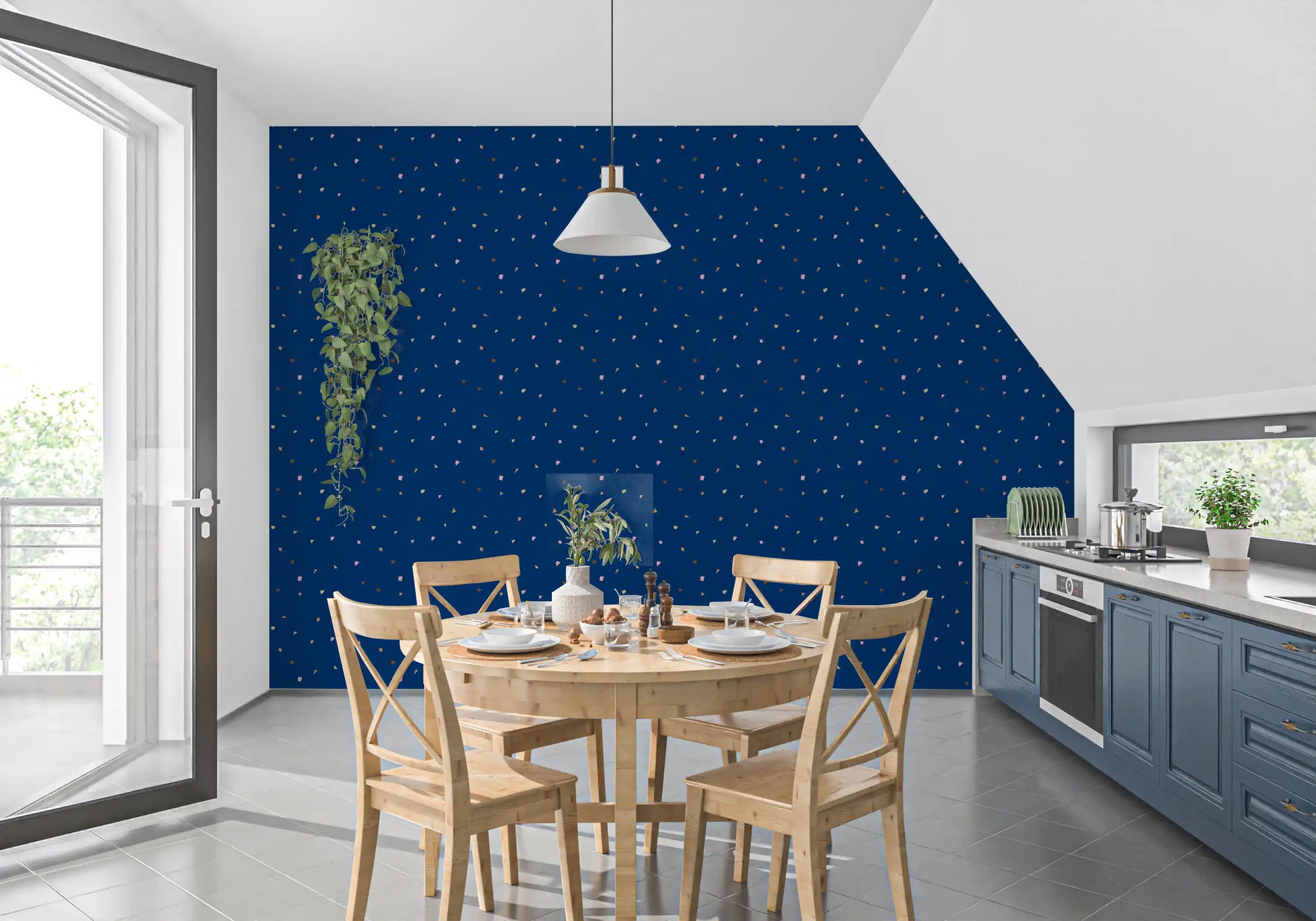 Midnight Confetti Terrazzo Wallpaper Wallpaper⁠