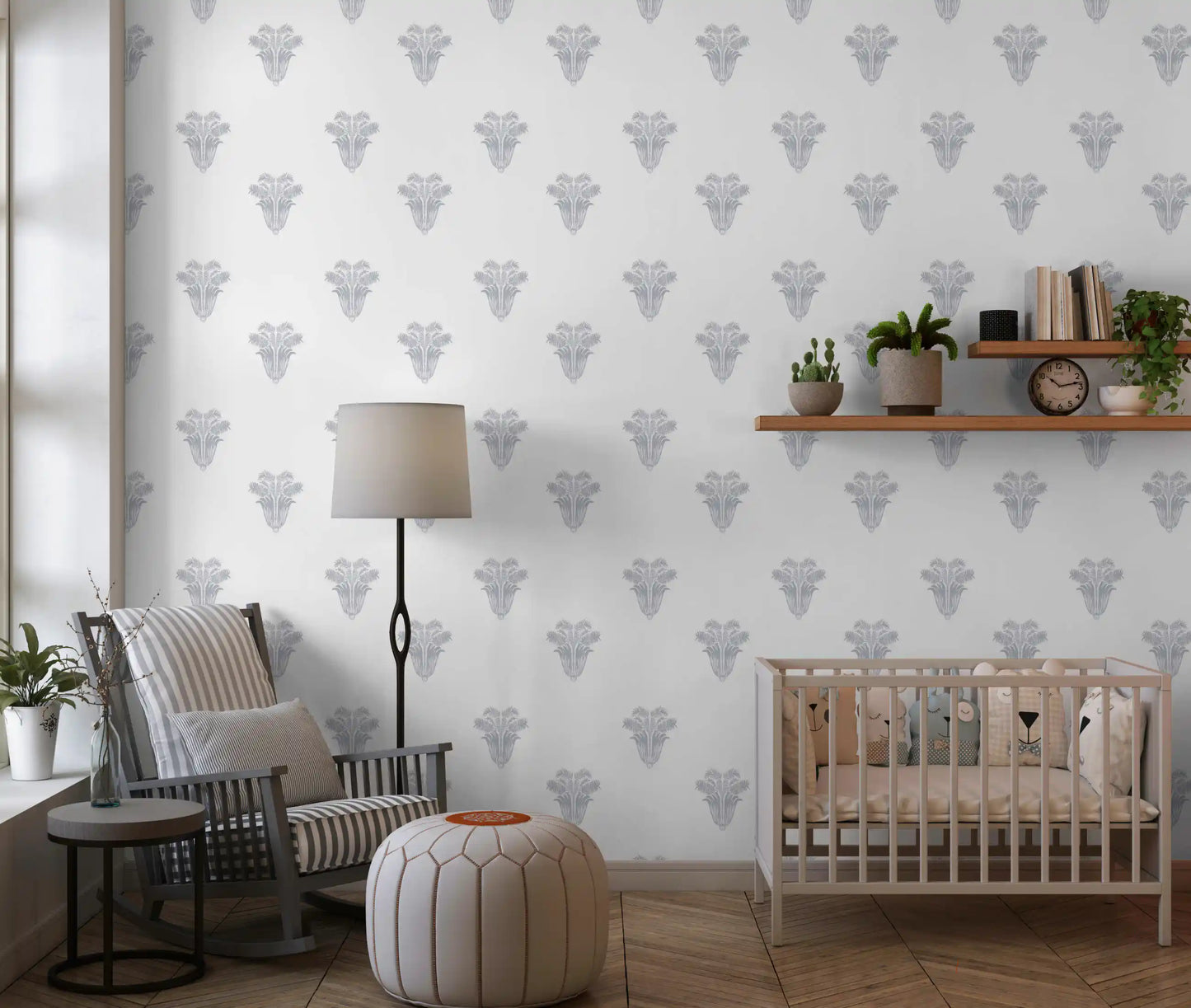 Neoclassical Palm Motif Wallpaper Wallpaper⁠