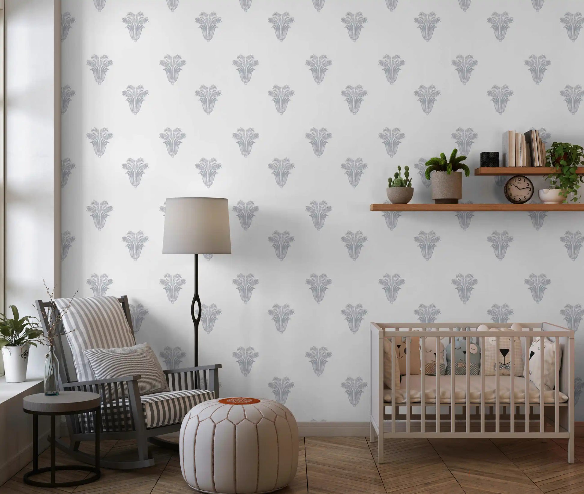 Neoclassical Palm Motif Wallpaper Wallpaper⁠