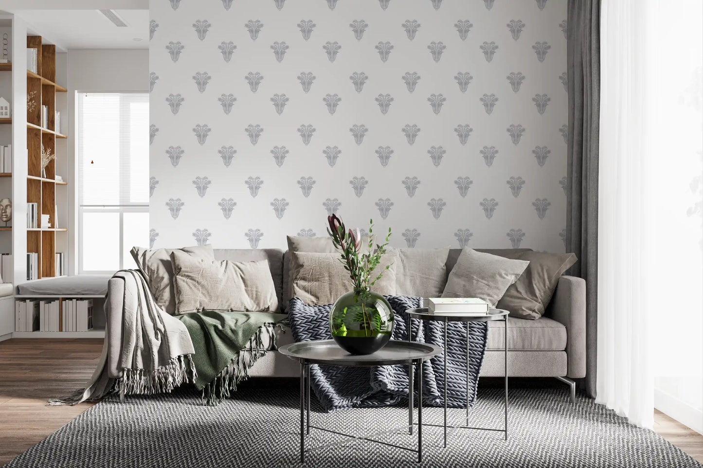 Neoclassical Palm Motif Wallpaper Wallpaper⁠