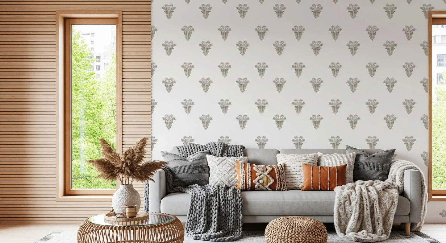 Minimalist Taupe Palm Frond Wallpaper Wallpaper⁠