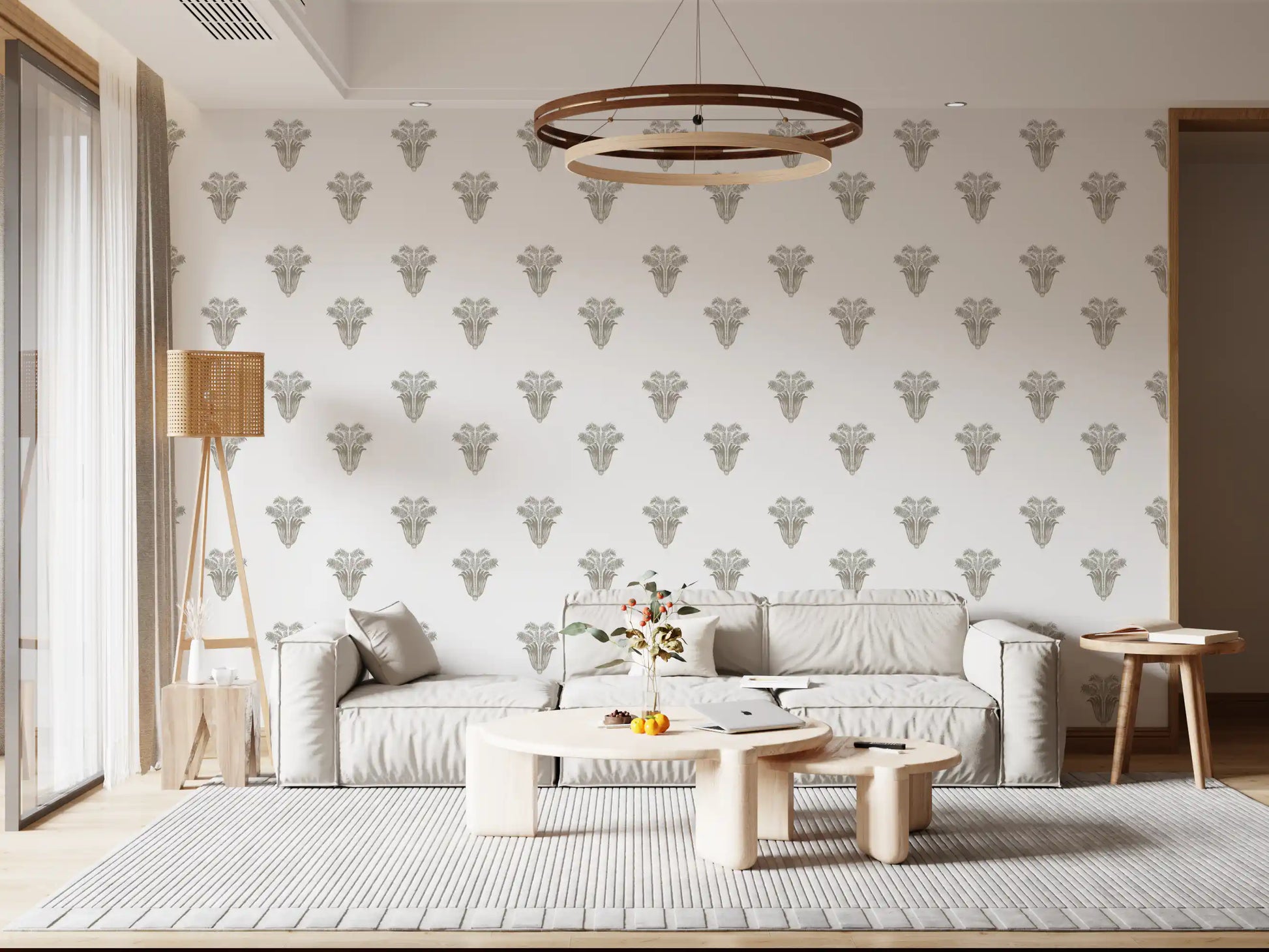 Minimalist Taupe Palm Frond Wallpaper Wallpaper⁠
