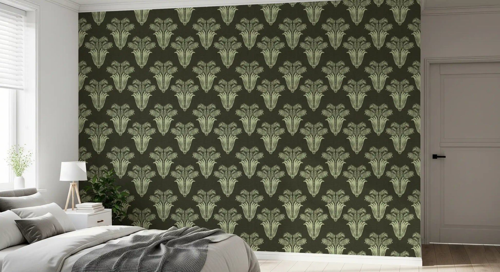 Vintage Art Deco Palm Damask Wallpaper Wallpaper⁠