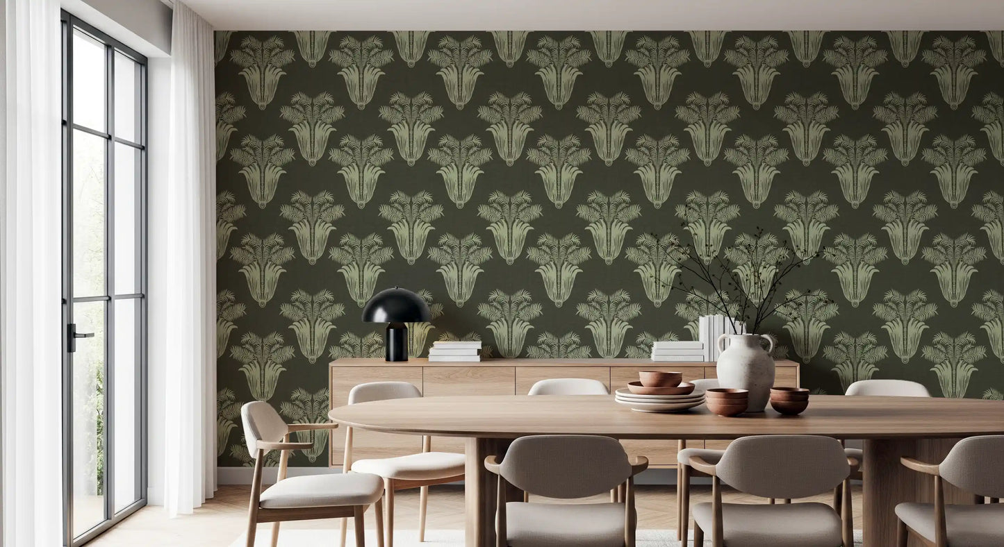 Vintage Art Deco Palm Damask Wallpaper Wallpaper⁠