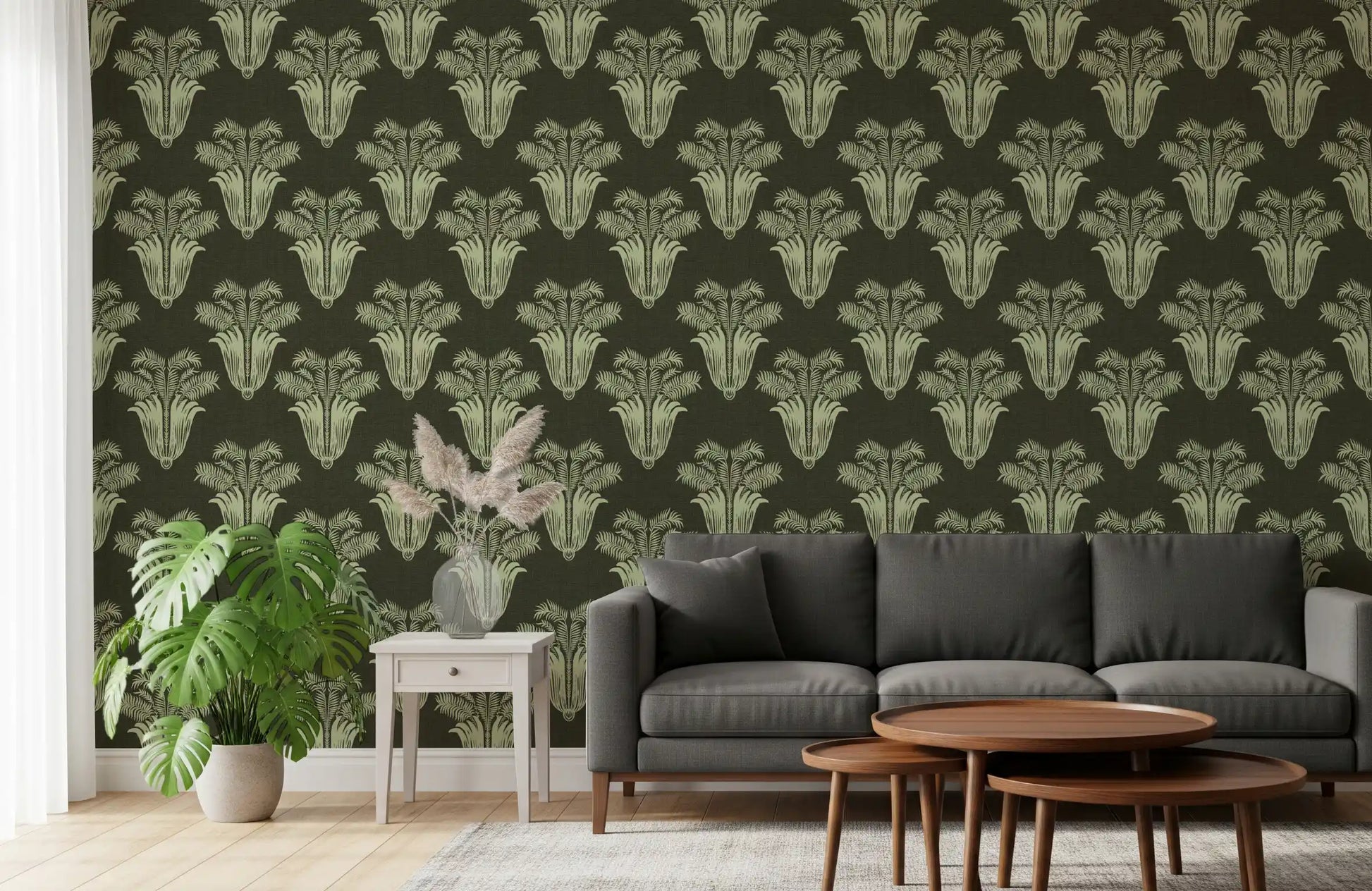 Vintage Art Deco Palm Damask Wallpaper Wallpaper⁠